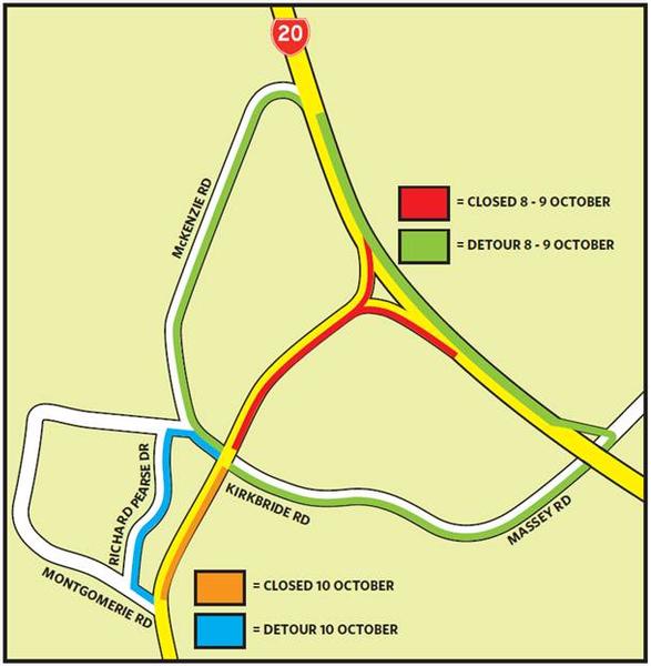 Map of closures and detours