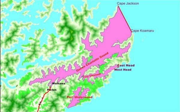 DO NOT CONSUME SHELLFISH FROM THE AREA IN PINK OUTLINED ON THIS MAP