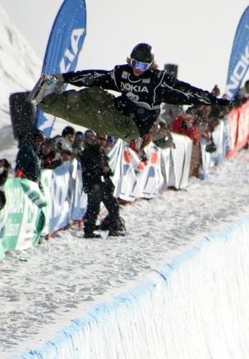 James Hamilton gaining air in the halfpipe. 