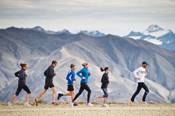 members of the Tri NZ High Performance Squad running at Snow Farm, Wanaka