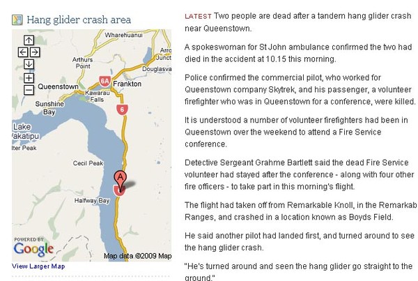 Location of crash on Stuff