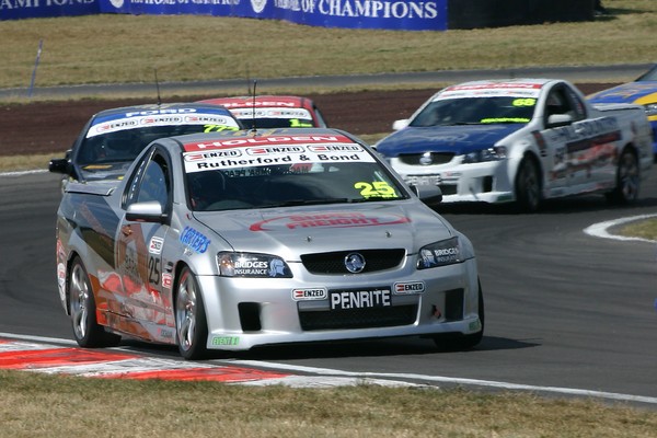On fire in race two of the ENZED V8 Utes at Taupo