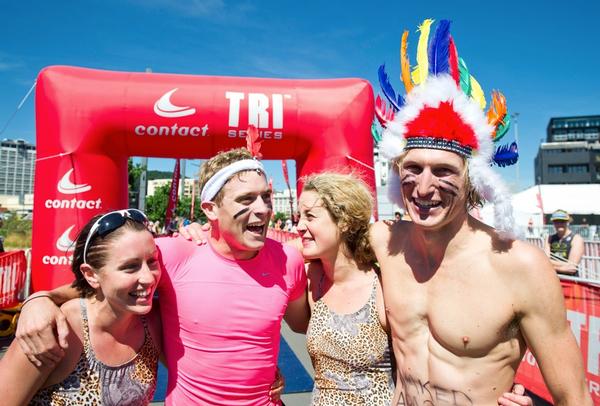  The winning team 'Naked Apaches' from the Wellington Tri Tag Relay in 2012.  