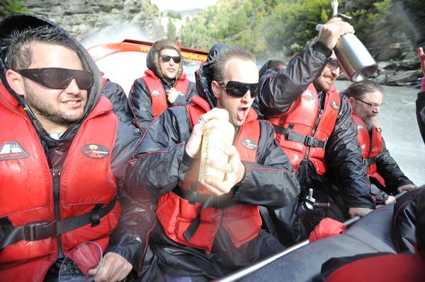 Team Australia shaking their mocktails on the Shotover Jet