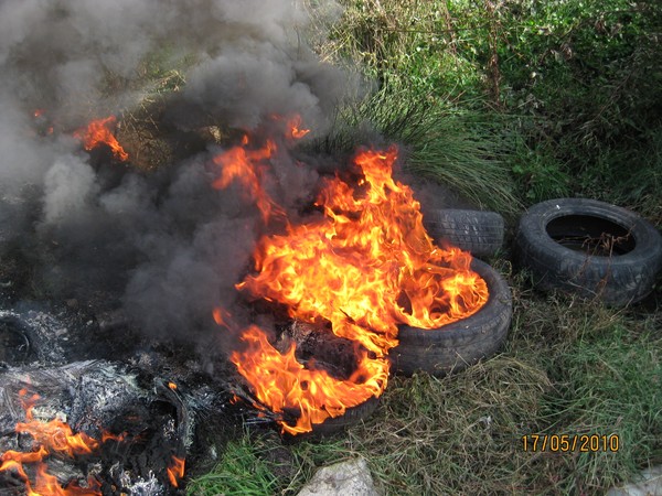 Tyres burning near Morrinsville