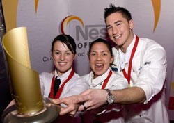 LCpl Hogan and his team receive the winning trophy at the Toque d'Or competition in September 2008