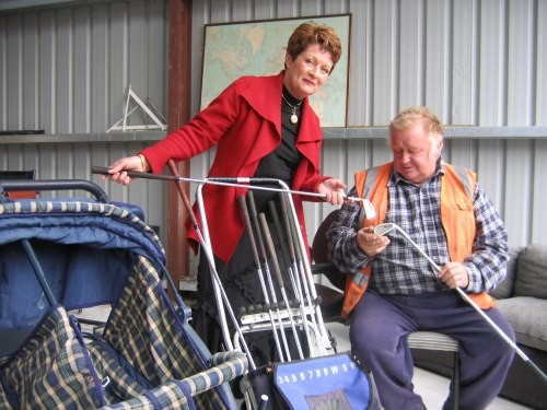 Councillor Kathryn Uvhagen and Recycling Operator Jos Skeen amid just some of the goods available at the reuse shop.