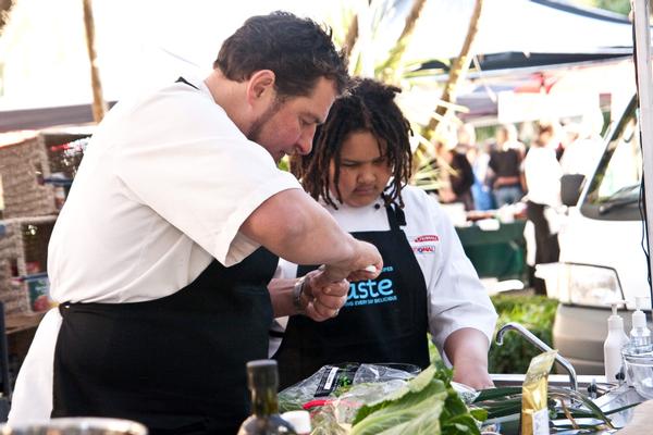 Cooking show in Christchurch, featuring Restaurant Personality of the Year Jonny Schwass. 