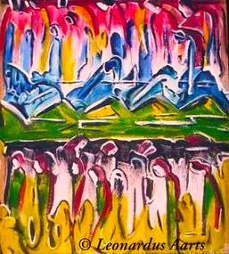 'Post Quake' acrylics on board by Leon Aarts (For Sale) Enquiries: aartsartforsale@gmail.com