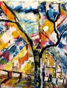 'Early Morning Rugby, Hagley Park', acrylics on canvas by Leon Aarts 2009