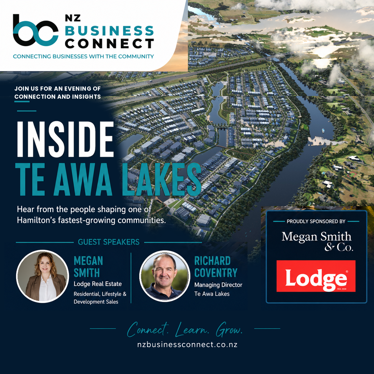NZ Business Connect to host their next networking event at Te Awa Lakes in partnership with Megan Smith & Co. and Lodge Real Estate