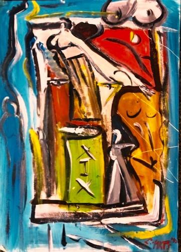 'Fix It', acrylics on canvas paper by Leon Aarts, 2010 (sold)