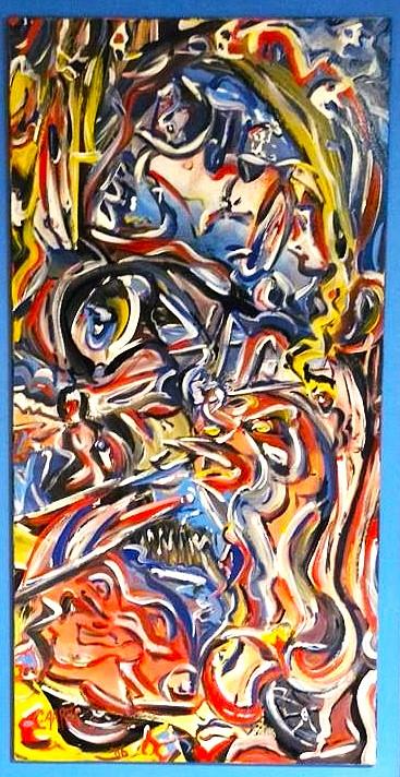Á Day Out on The Harley', acrylics on board, by Leon Aarts