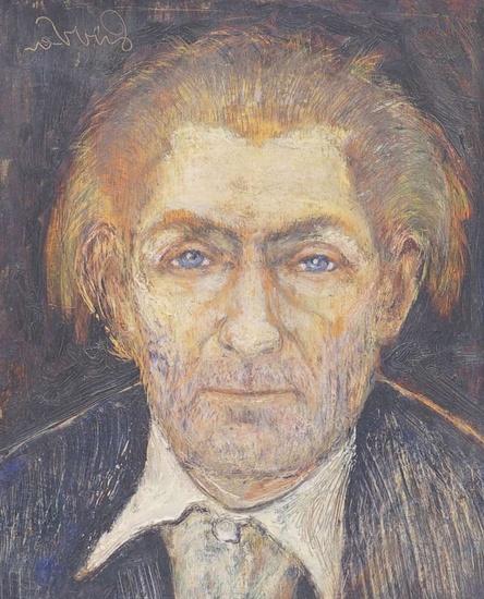 Nardus van de Ven (1894-1957). Oil on board, self-portrait. Signed l.u. Dimensions 40 x 30 cm. (With frame 47 x 37 cm.) Work by the Eindhoven sculptor and painter is in the collection of Museum van Bommel van Dam and the Railway Museum, among others