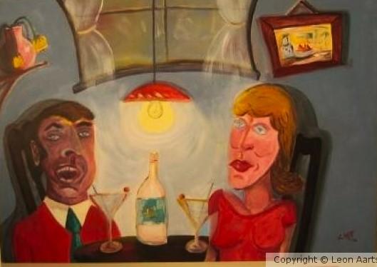 'Blind Date' acrylics on board by Leon Aarts (sold)