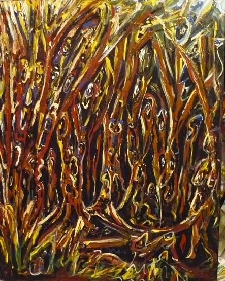 &#x27;Kiwi&#x27; Acrylics on board, for sale by Leon Aarts