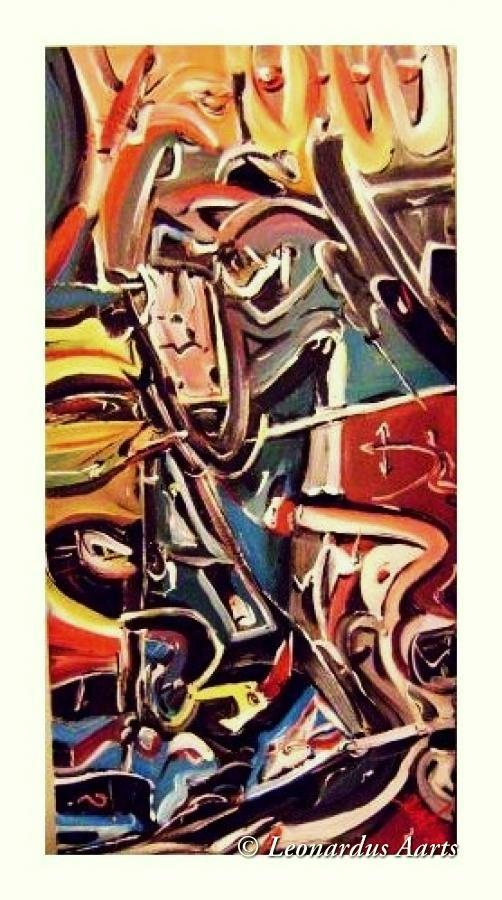'Flea in my ear', acrylics on board, by Leon Aarts