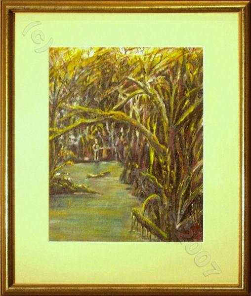 'Swamp Music', acrylics on canvas board, by Leon Aarts. (sold)