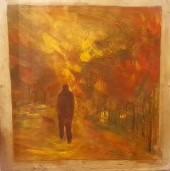 'Man taking dog for walk in forest' by Nardus van de Ven (Aarts family collection)