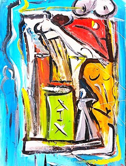 'XIX' by Leon Aarts, hand painted acrylics on canvas pad