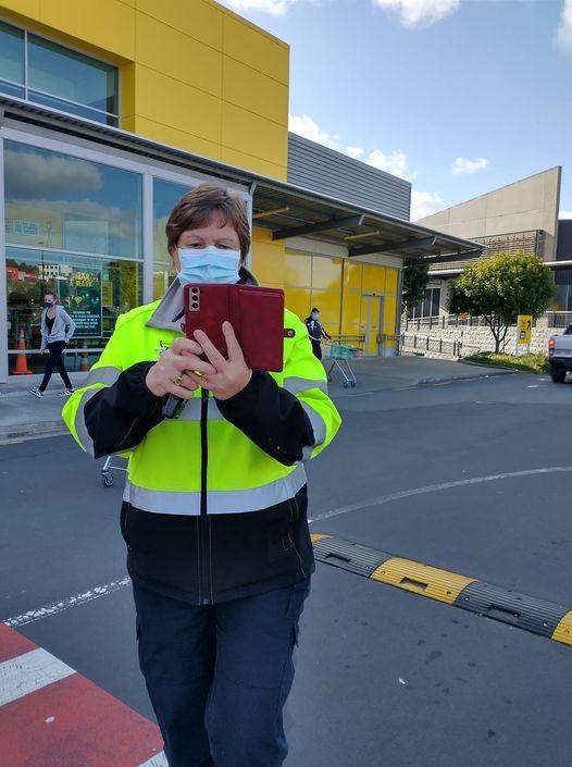 The security guard at Pak n Save Albany intimidating a medically vulnerable woman