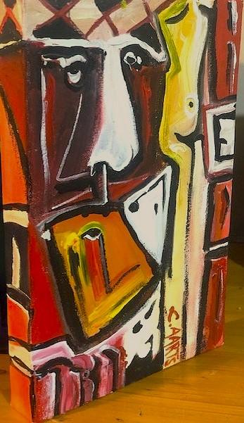 'BornLiveDie' acrylics on canvas by Leon Aarts