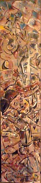 Laurel and Hardy, acrylics on board by Leon Aarts (sold) 