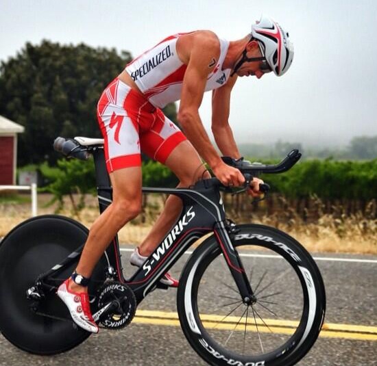 Bevan Docherty in action on the cycle. 