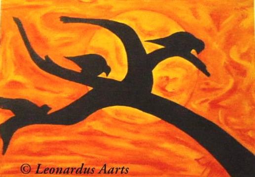 'Crows', oils on canvas by Leon Aarts