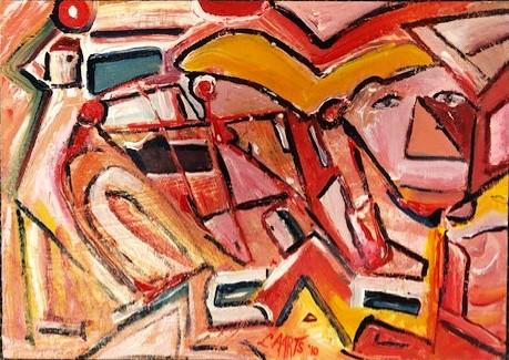 Bring on the Clowns by Leon Aarts acrylics on board 2010 (for sale) 