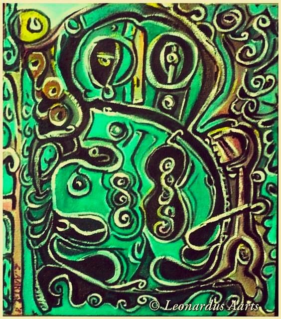 'Manaaki' a core M&#257;ori concept meaning to support, care for, protect, and show hospitality or respect.' an 'original concept' by Leon Aarts, acrylics on board. 2008