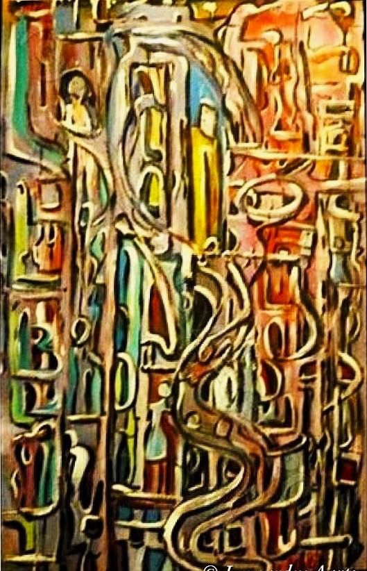 'Slide' original, hand painted in acrylics on board, by Leon Aarts 