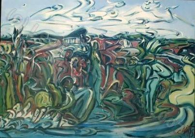 ''Land of the Long White Cloud'', by Leon Aarts acrylics on board