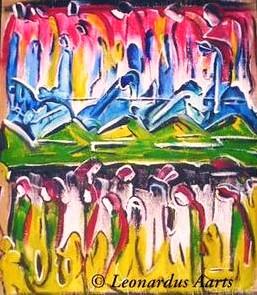 Christchurch Post Quake 2010, by Leon Aarts . Acrylics on panel 2010 (for sale)