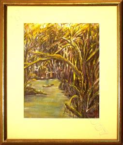 'Draining the Swamp', acrylics on canvas board (sold to P. White)