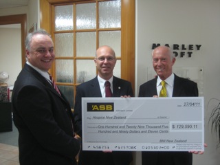 handover of the BNI cheque for $129,000 to Hospice