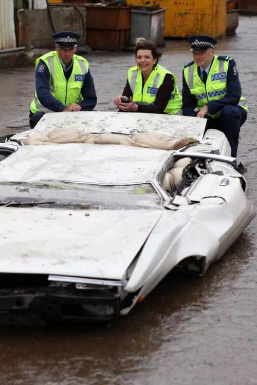 Police Minister Anne Tolley says the first car crushing under laws to crack down on illegal street racing should serve as a warning to boy racers.