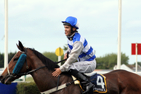 Michael Walker and a victorious Insouciant after the NZB 1000 Guineas 