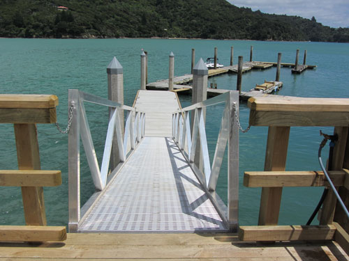 New jetty and floating pontoon in the Kenepuru Sound.