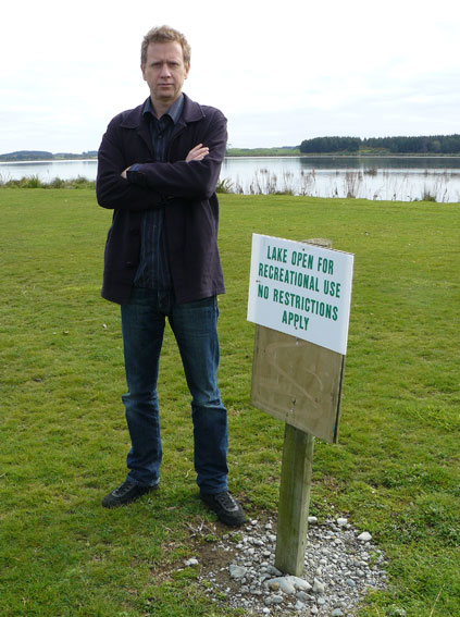 Green Party Co-Leader Russel Norman at Lake Horowhenua on Friday, with the lake still open for recreational use