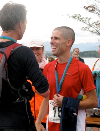 Pictured is 2nd time winner Vajin Armstrong (right), being congratulated by Martin Lukes (left) who came in second place. 