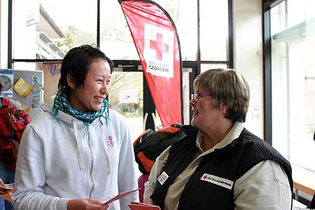 Lynn Chen with Kandace Humphries from the Red Cross.