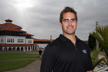 Former Olympic swimmer Moss Burmester at Massey University's Albany campus,  where he is studying towards a Bachelor of Business Studies.