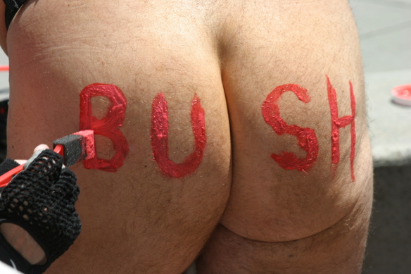 Bush is a Bum - Sydney naked bum protest