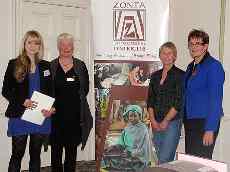 Rosana Cooper, Zonta Club of Manawatu president Dr Jo Innes and club members Anne Weir and Anne Walker, who are both Massey University staff members.