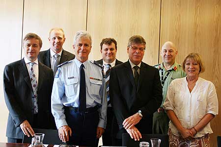 The Centre for Defence and Security Studies advisory board met for the first time today. L-R, John Allen, Nick Nelson, Peter Marshall, John Moreman, Warren Tucker, Rhys Jones and Ingrid Day.