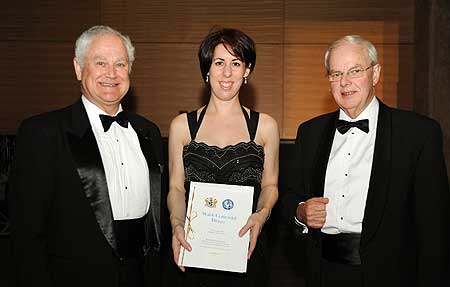 Massey University Manager of Professional Programmes Frank Sharp with award recipient Tahlia Fisher and Manager of Aviation Safety Dr Ritchie de Montalk