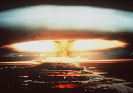 French nuclear bomb test at Mururoa (Moruroa) Atoll, 1970