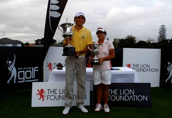 Lion Foundation New Zealand Amateur Golf Champions: Cecilia Cho (New Zealand) and Matt Jager (Australia)