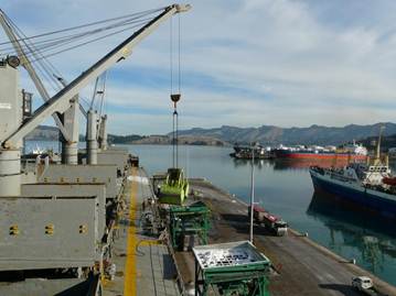 Ship-to-shore soil food: The Port M V United Stars delivers granulated nitrogen (urea) to Lyttelton on 11 July before being stored at Ravensdown's Hornby site for South Island farmers.